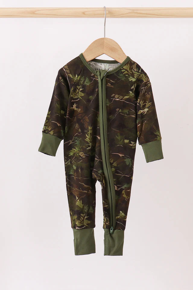 Forest Leaf Camo Bamboo Romper