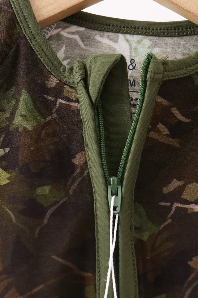 Forest Leaf Camo Bamboo Romper