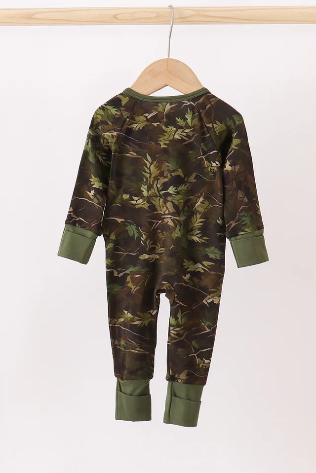 Forest Leaf Camo Bamboo Romper