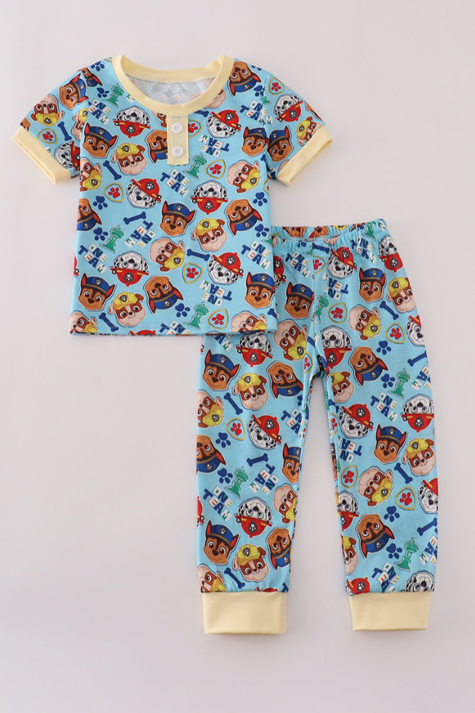 Blue Character Print Pajama Set